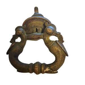 Antique Vintage Peacock Brass Door Knocker Door Bell